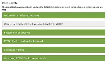 TYPO3-Upgrade von 8.7.XX auf 8.7.20 im TYPO3-Installtool