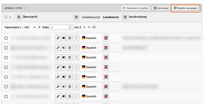 TYPO3 backend list view Select fields from TYPO3 11 TYPO3 backend list view Selecting fields in TYPO3 11