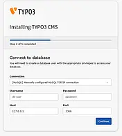 TYPO3-Installation Datenbank-Zugang eintragen