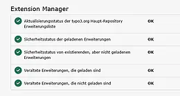 This is the status of your TYPO3 extensions