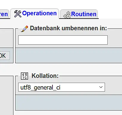 Datenbank auf UTF8 umstellen