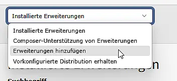 TYPO3-Erweiterungsliste: Erweiterung hinzufügen