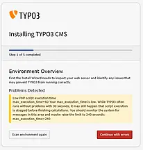 TYPO3 installation incorrect PHP setting