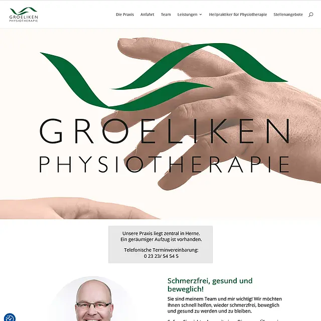 Wordpress-Website: Physiotherapie Groeliken in Herne Wordpress Website Design Wartung - Referenzen