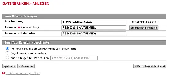 TYPO3-Installation: Datenbank für TYPO3 einrichten