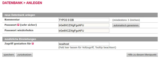 TYPO3-Installation: Datenbank für TYPO3 einrichten