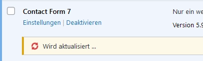 Wordpress Plugin wird gerade aktualisiert